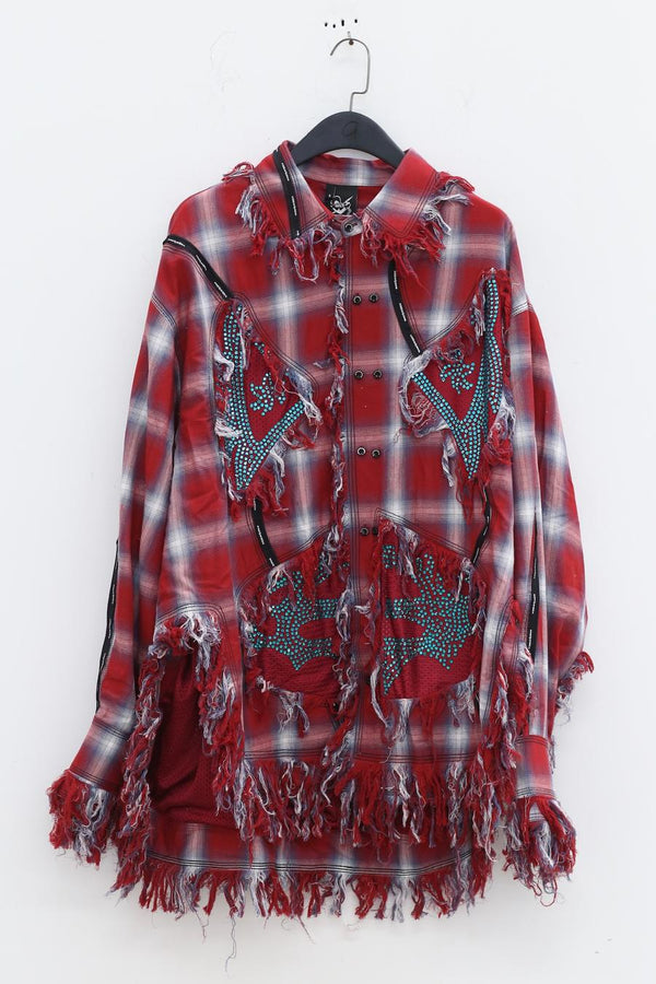 WINDOWSEN is an old net eye plaid shirt jacket SS23J003 red